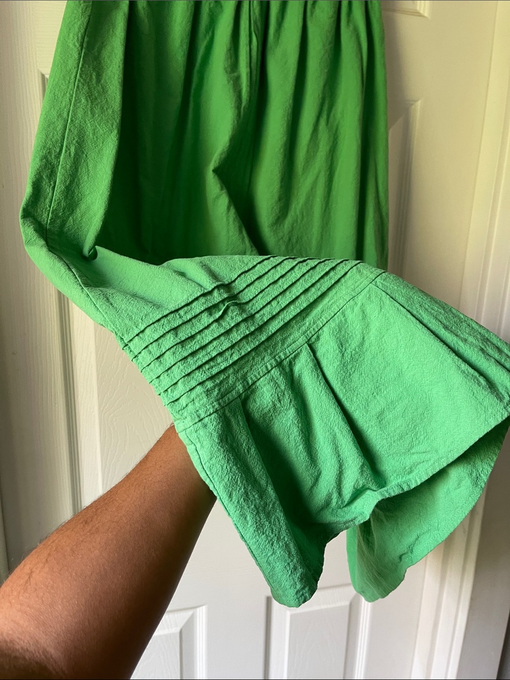Green Cotton Midi Skirt - Picture 4 of 4